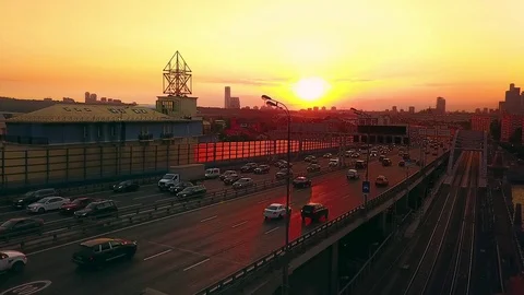 Sunset Highway City Stock Footage 78068302