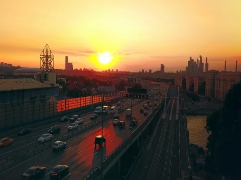 Sunset Highway City Stock Footage 78908369