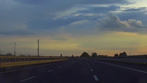 Sunset on Highway Stock Footage 76137113