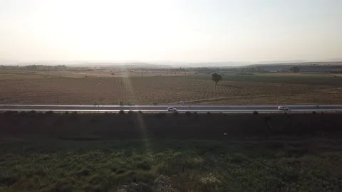 Sunset on a  highway 库存影片 139742886