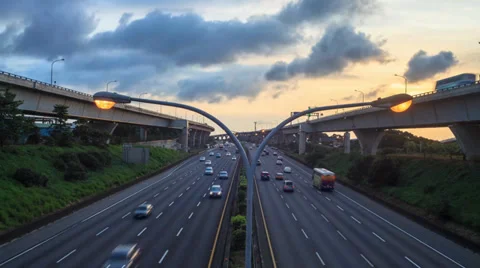 Sunset of highway Linkou section, Taiwan Stock Footage 39751884