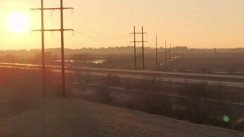 Sunset on highway in the midwest 스톡 동영상 332628725