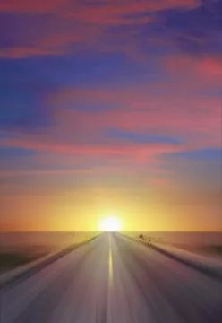 Sunset highway Foto stock