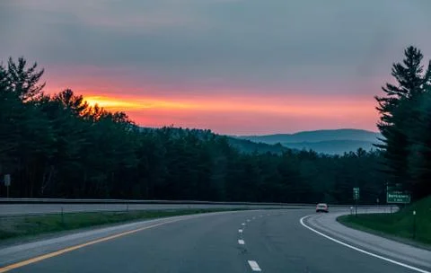 Sunset on the Highway Stock Photos