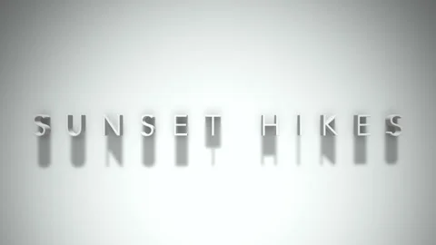 Sunset hikes 3D title animation with shadows on a white background Stock Footage 298003093