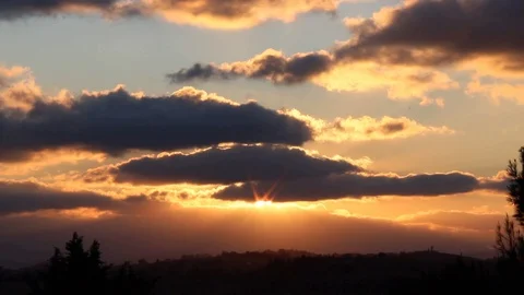 Sunset hilly Stock Footage