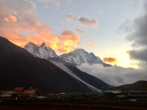 Sunset in the Himalaya's Stock Photos