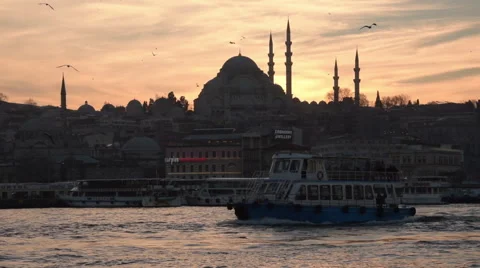Sunset in the historical part of Istanbul (Editorial) Video stock 53473308