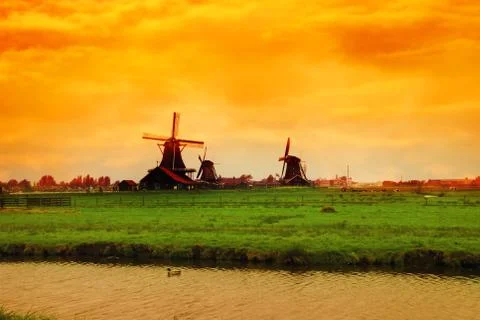 Sunset in Holland Stock Photos