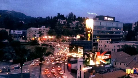 Sunset in Hollywood - time lapse Stock Footage 107100943