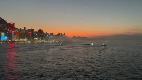 Sunset of hong kong Stock Footage 230221177