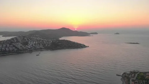 Sunset On The Horizon Aerial Stock Footage 158286023