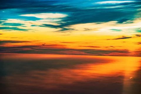 Sunset Horizon Clouds Stockfoto's