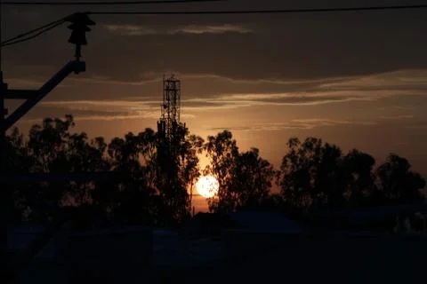 Sunset horizon in the evening Stock Photos