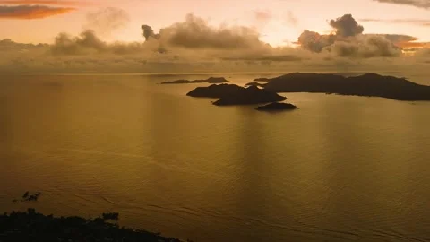 Sunset horizon with islands in the ocean. Stock Footage 308048828