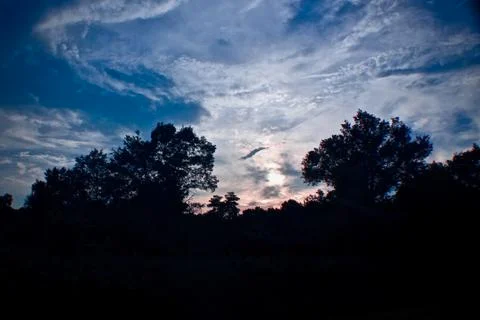 Sunset at the horizon 스톡 사진
