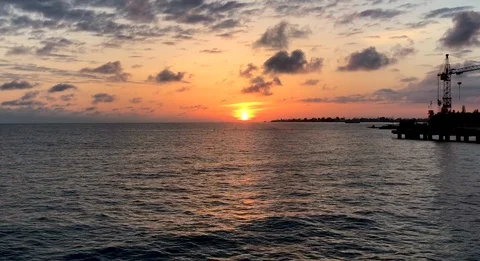 Sunset on the horizon of the sea Stockbeeldmateriaal 111654679