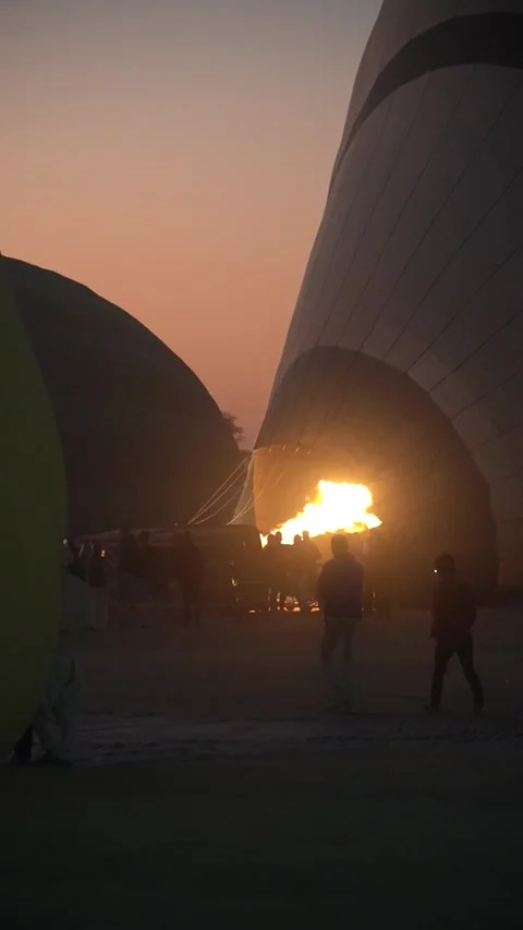 Sunset Hot Air Balloon Launch Stock Footage 310274052