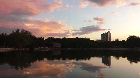 Sunset hour on the lake Stock Footage