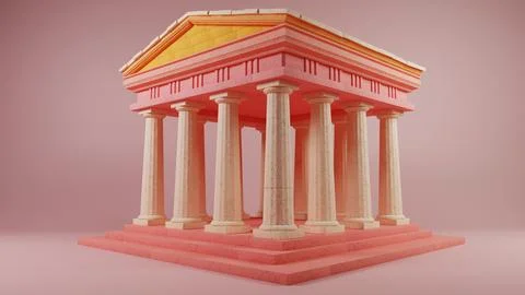 Sunset Hues on Classical Facade: A Modern Twist on Antiquity Illustrazione stock