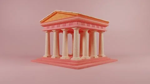 Sunset Hues on Classical Facade: A Modern Twist on Antiquity Stock Illustration