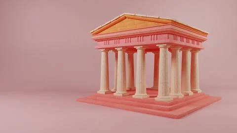 Sunset Hues on Classical Facade: A Modern Twist on Antiquity Stock Illustration