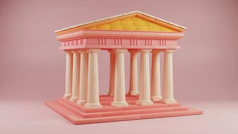 Sunset Hues on Classical Facade: A Modern Twist on Antiquity Stock Illustration