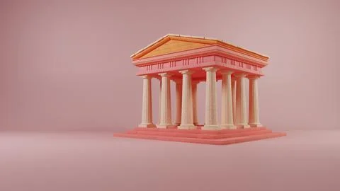 Sunset Hues on Classical Facade: A Modern Twist on Antiquity Stock Illustration