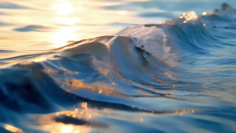 Sunset Hues Reflecting on Ocean Waves Stock Footage 263353627