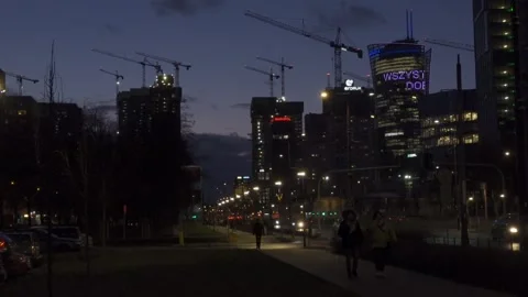 Sunset with huge construction site Stock Footage 147883380