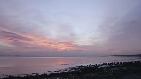 Sunset at Humber estuary, Hull Video stock 233003498