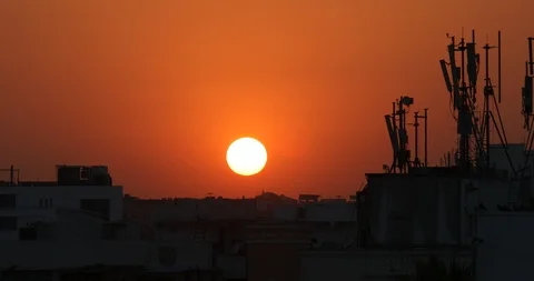 Sunset in Hyderabad city Stock Footage 98879574
