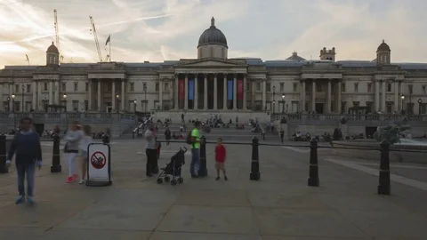 Sunset Hyper-Lapse Time-lapse on the Trafalgar Square Stock Footage 77007865