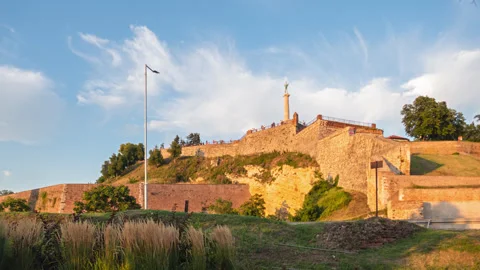 Sunset hyperlapse in Belgrade Fortress Stock Footage 283202297