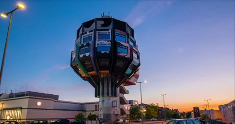 Sunset Hyperlapse of Berlin Bierpinsel (beer brush) in Steglitz Stock Footage 135907855