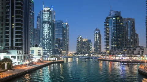Sunset hyperlapse, Dubai Marina, UAE Stock-Footage 99374710