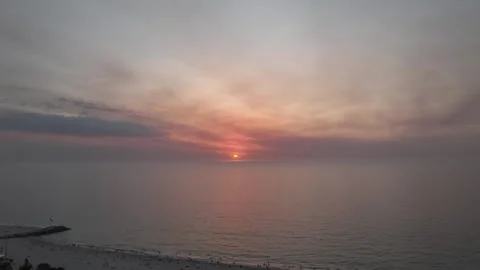 Sunset Hyperlapse Epic Aerial footage City Beach Perth Australia 4k Stock Footage 265871011