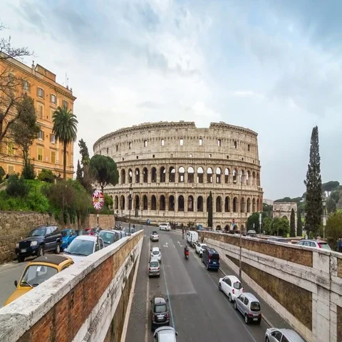 Sunset hyperlapse of famous ancient Colosseum Amphitheater Video stock 69540901