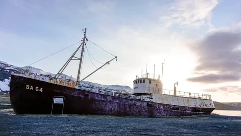 Sunset Hyperlapse at Gardar BA 64 in Iceland in 4k Stock Footage 90427605