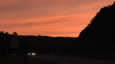 Sunset on the I-84 in Virginia Stock Footage 38615583