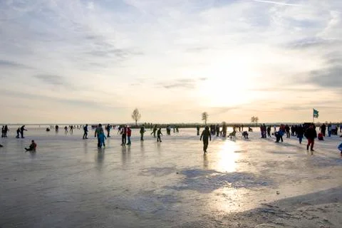 Sunset on the ice Stock Photos