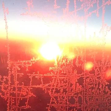 Sunset Ice Plane Window Foto stock