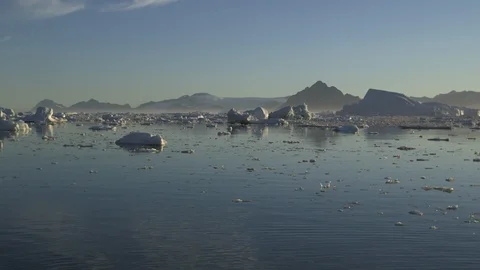 Sunset on the icebergs in the middle of the Arctic Ocean, Greenland Stock Footage 103611977