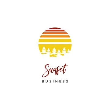 Sunset icon logo design inspiration Stock Illustration