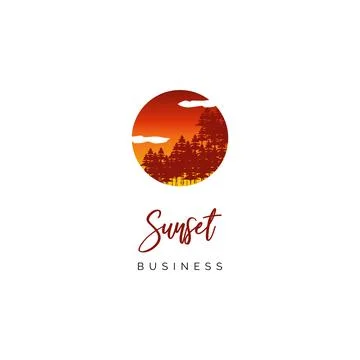 Sunset icon logo design inspiration Stock Illustration