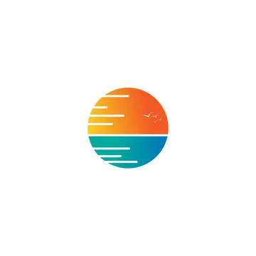 Sunset icon logo vector design template Stock Illustration