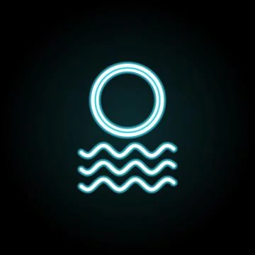Sunset icon in neon style. Simple thin line, outline vector of Summer icons f Stock Illustration