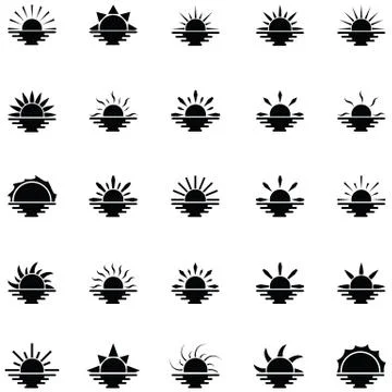 Sunset icon set Stock Illustration