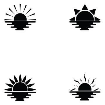 Sunset icon set Stock Illustration