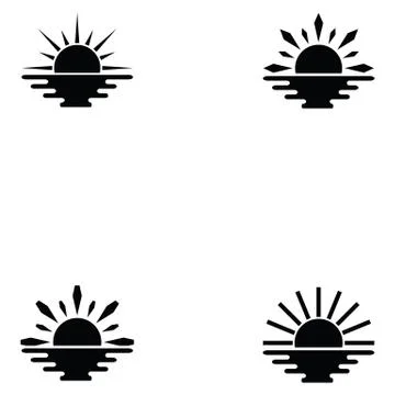 Sunset icon set Stock Illustration